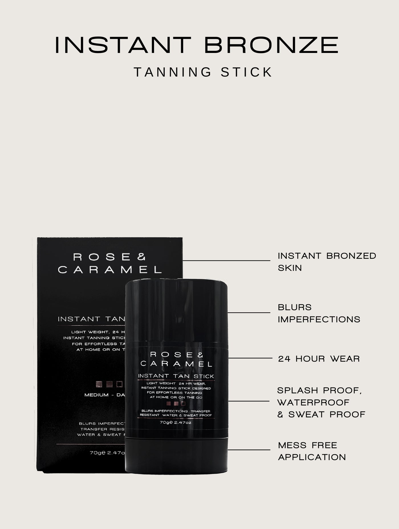 instant tanning stick, instant tan stick, bronze tanning stick, transfer free tanning stick, instant tan stick and mini mitt