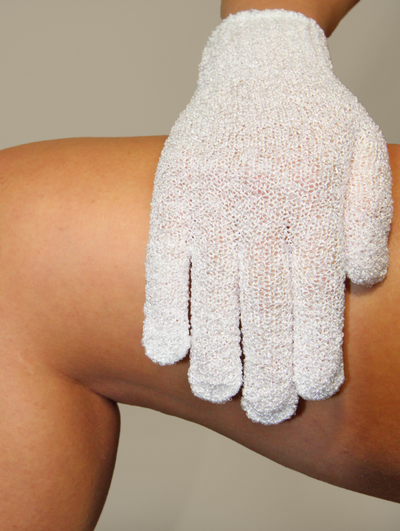 White Exfoliating Gloves