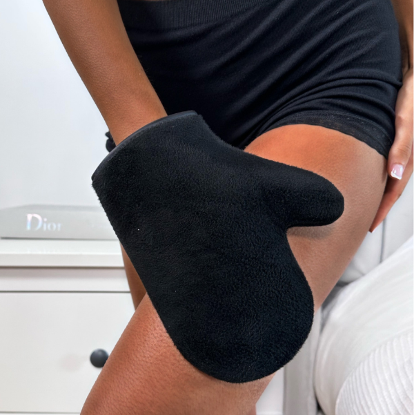 leak proof tanning mitt, velvet tanning mitt, soft tanning mitt, double lined tanning mitt 