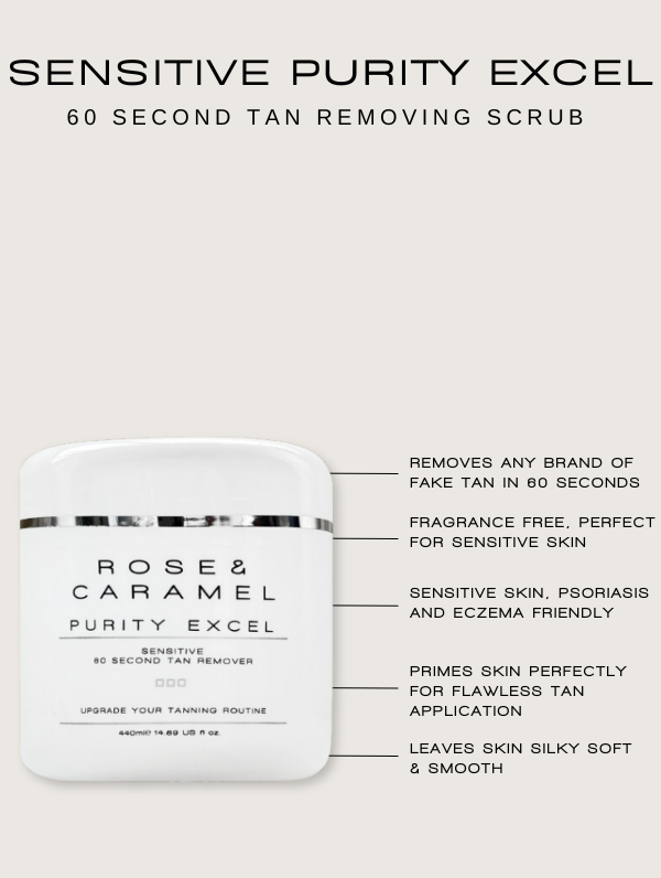 tan remover sensitive skin, self tan remover, fake tan eraser, purity tan remover. tan remover 60 seconds