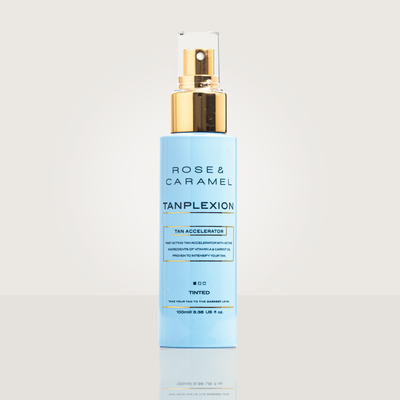 tanplexion tanning accelerator, rapid tan accelerator, carrot oil, tan accelerator spray, extreme tan, fast acting, water based, tinted tanning accelerator