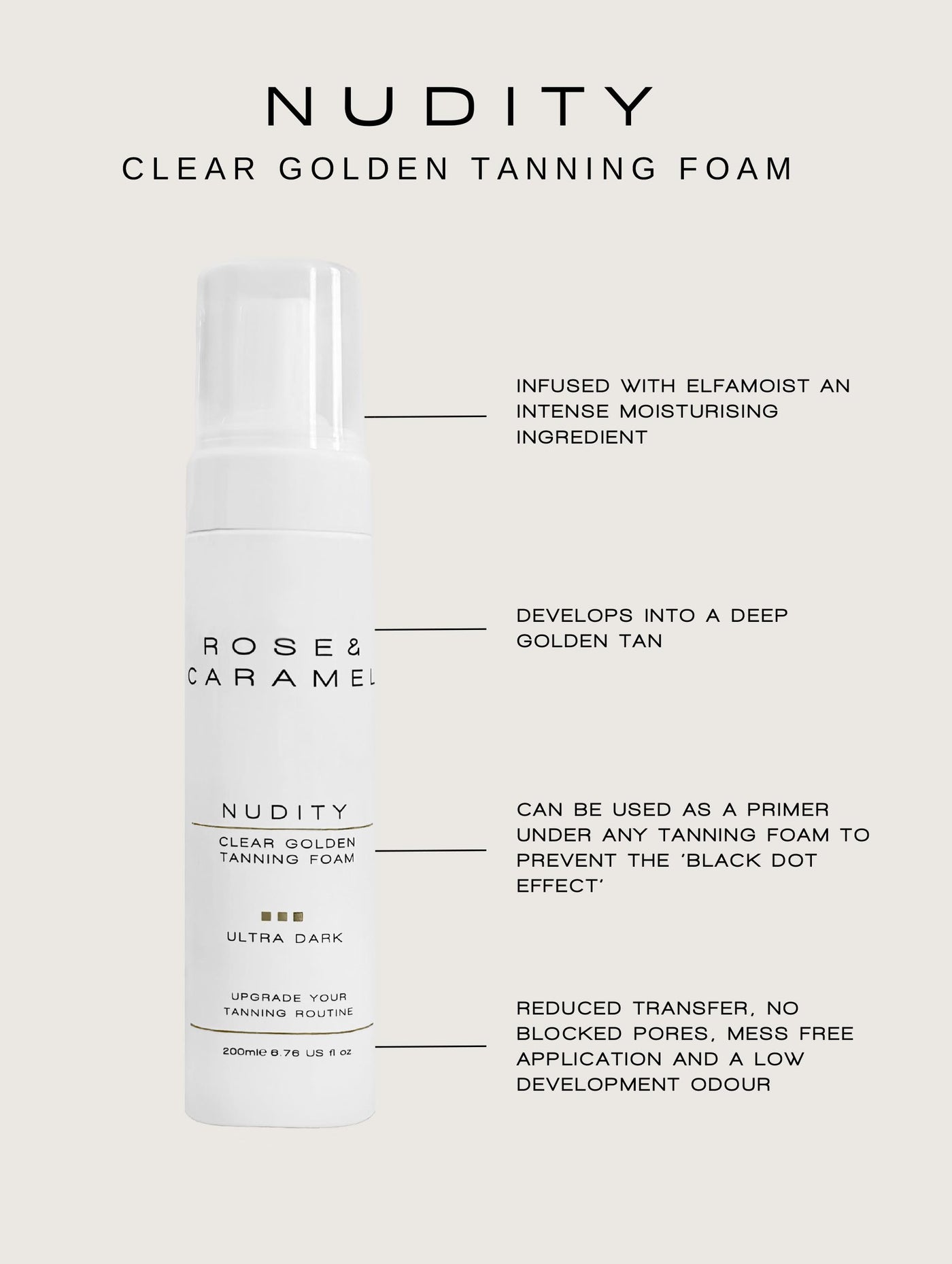 Nudity Clear To Golden Tanning Foam