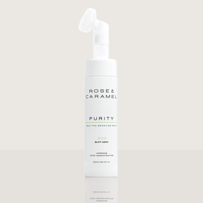 Purity Buff Away, Self Tan Remover, easy tan removal, foam tan remover, quick tan removal, remove old tan